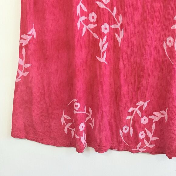 Pineapple Moon Womens One Size Hot Pink Batik Floral Rayon Tropical‎ Beach Dress - Picture 3 of 6